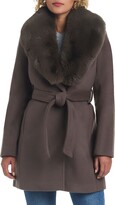 Thumbnail for your product : Vince Camuto Double Breasted Coat with Removable Faux Fur Collar