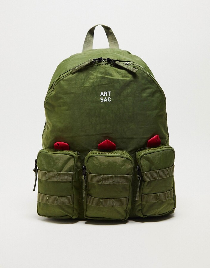 ARTSAC triple pocket backpack in khaki ShopStyle