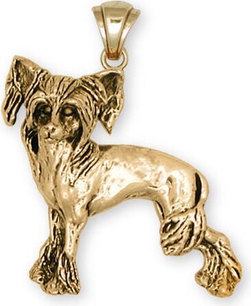 Etsy Chinese Crested Pendant Jewelry 14K Gold Handmade Dog Cc2-Pg