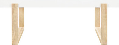 Latitude Run Natural And White High Gloss Coffee Table With Sled Base, Rectangular Shape, U - Shaped Legs For Stronger Support, Seats Six, 18 Inches Tall, 46.36 Lo