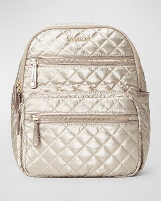 Metallic Gold Quilted Leather Classic Backpack Mini