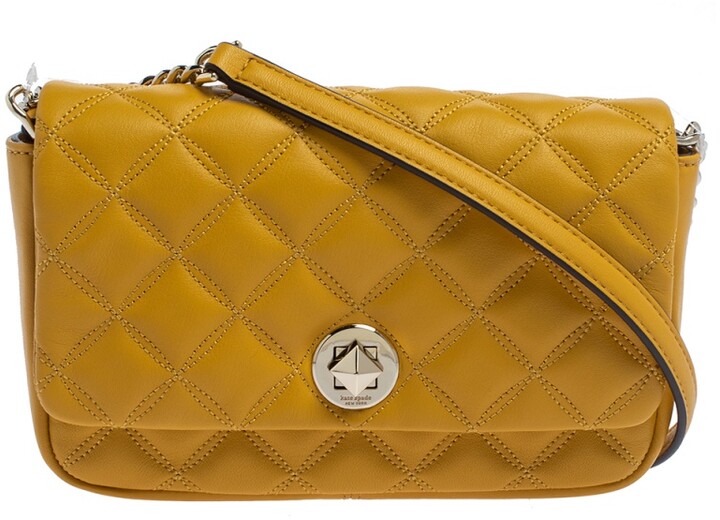 Kate Spade Yellow Quilted Leather Turnlock Flap Crossbody Bag - ShopStyle