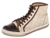 Thumbnail for your product : Gucci GG Canvas Leather-Trimmed Sneakers