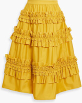 Tiered ruffled cotton-poplin skirt 