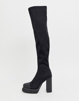Thumbnail for your product : Public Desire Critic chunky platform over the knee boots in black
