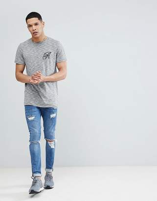 Another Influence Long Line Curved Hem Stretch Logo T-Shirt