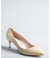 Thumbnail for your product : Miu Miu Warm Ivory Patent Leather Glittered Sole Point Toe Pumps