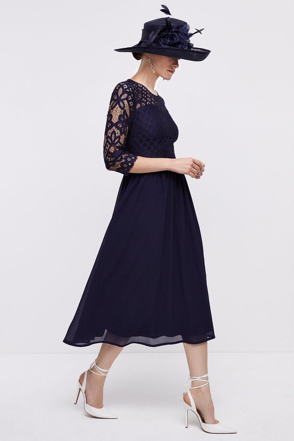 Coast Lace Bodice Full Georgette Skirt Midi Dress ShopStyle