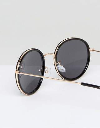 ASOS Round Sunglasses In Black Double Layer Frame
