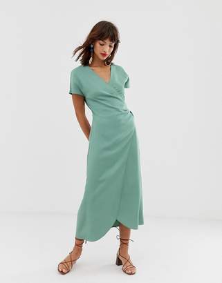 And other stories &  wrap front dress in sage green
