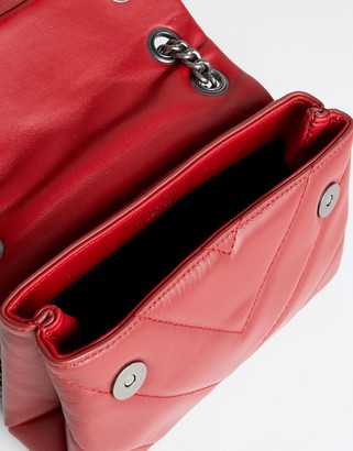 Kurt Geiger Kensington mini red leather cross body bag with chain