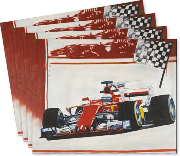 East Urban Home Polyester Motorsport Mindaugas Set of 4 - Home Decor