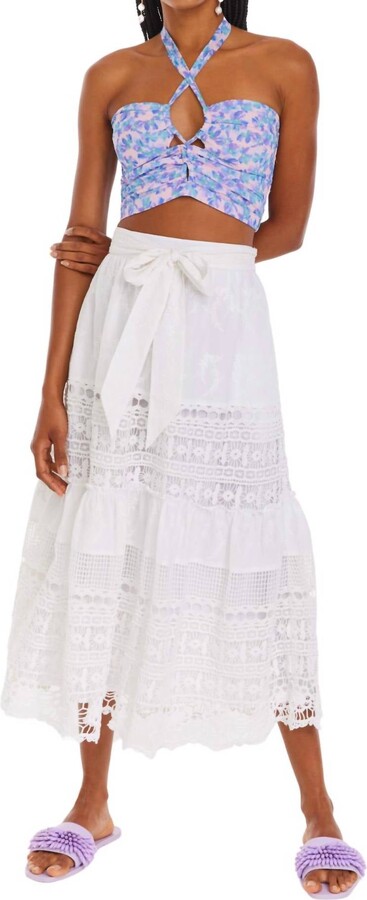 Allison New York Billie Cropped Top In Purple Floral