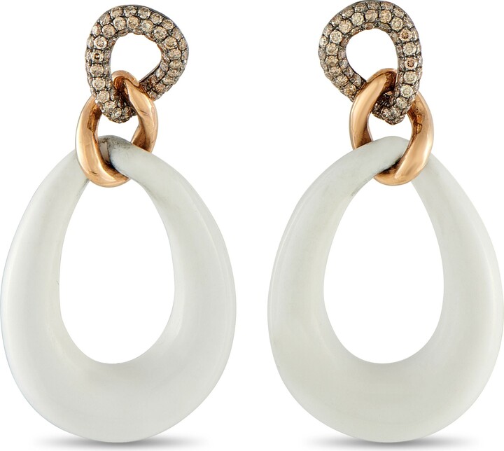 LB Exclusive 18K Rose Gold 1.06ct Diamond and Quartz Earrings #5289