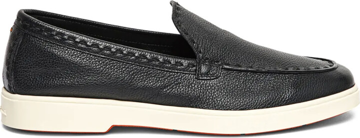 Santoni Tumbled-Leather Loafers