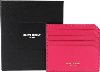Saint Laurent Fuchsia Leather Monogram Fragments Card Holder in