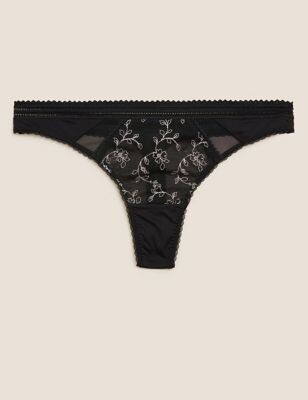M&S Collection Archive Embroidery Thong - ShopStyle