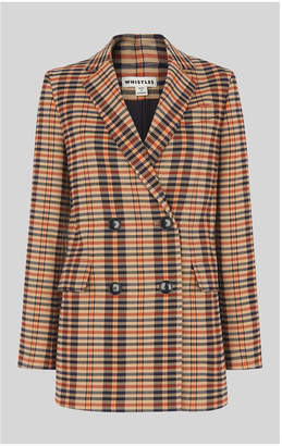 Whistles Check Double Breasted Blazer
