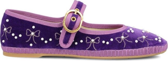 Valentino Endouce Velvet Bow Detailed Ballet Flats