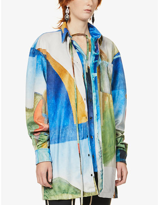 Ottolinger Graphic-print oversized faux-suede shirt