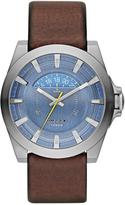 Thumbnail for your product : Diesel Arges Stainless Steel and Blue Oversized Date Dial with Brown Leather Strap Mens Watch