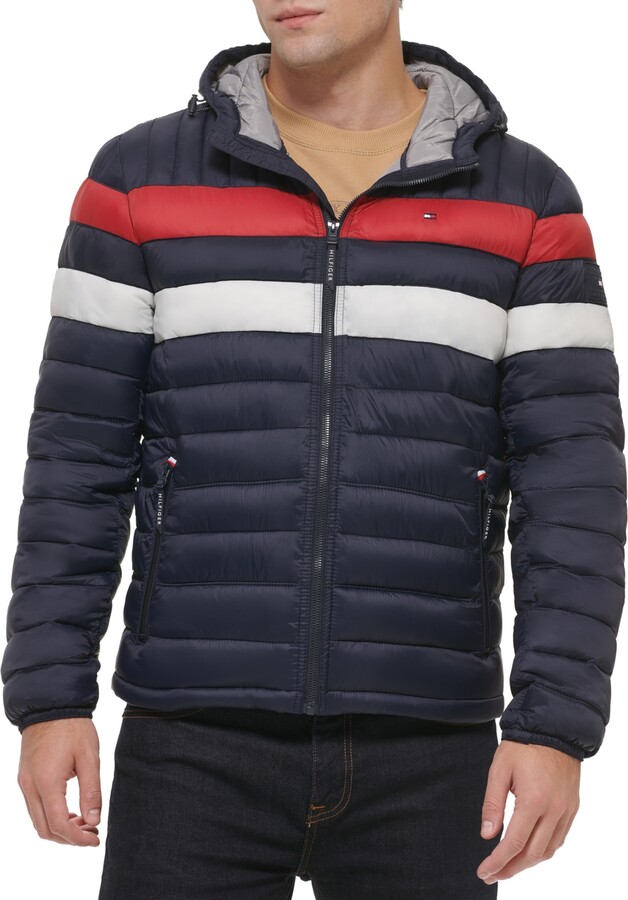Tommy Hilfiger Men's Quilted Color Blocked Hooded Puffer Jacket - ShopStyle