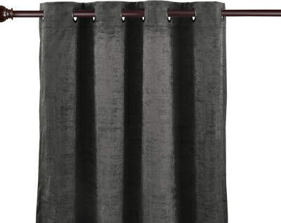 Chezmoi Collection Parker Premium Textured Velvet Grommet Curtain Set ( 2 Panels )