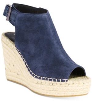 navy peep toe wedge