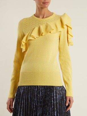 Erdem Dharma Ruffle-trimmed Knit Sweater - Yellow