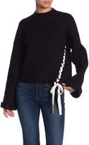 Thumbnail for your product : Fate Lace-Up Bell Sleeve Sweater