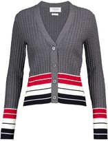 Thumbnail for your product : Thom Browne Striped cotton cardigan