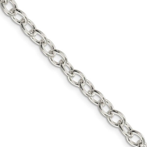 Black Bow Jewelry Co. BlackBowJewelry5.75mmSterlingSilverSolidOvalCableChainNecklace24Inch