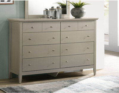 Silver Champagne Dresser - Glory Furniture G5403-d, Real Wood Veneer Spotted, Tailed Drawers Offered, Fully Assembled At Factory Subsection Specialty,