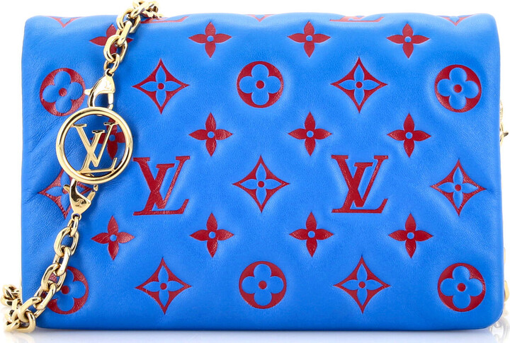 LOUIS VUITTON Coussin Monogram Embossed Pochette Crossbody Bag Blue