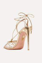 Thumbnail for your product : Aquazzura Whisper 105 Lace-up Metallic Leather Sandals - Gold