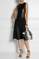 Thumbnail for your product : Reed Krakoff Leather-trimmed stretch-cady skirt