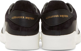 Alexander McQueen Black Leather & Suede Paneled Sneakers