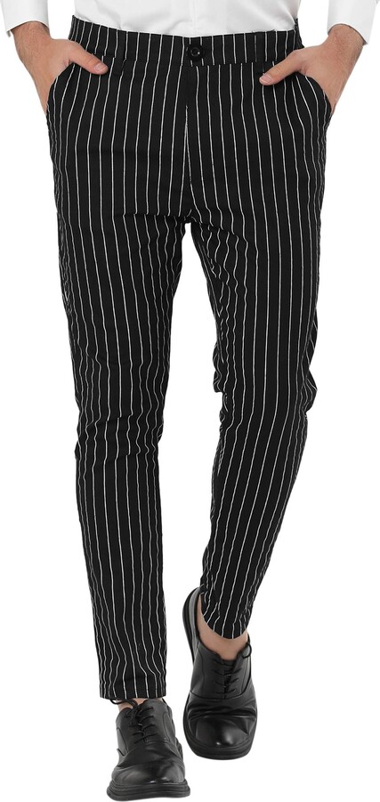 Lars Amadeus Men's Dress Striped Pants Slim Fit Flat Front