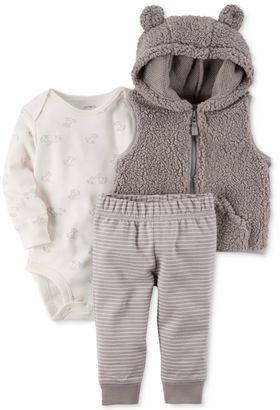Carter's 3-Pc. Hooded Fleece Vest, Bodysuit and Pants Set, Baby Boys (0-24 months)