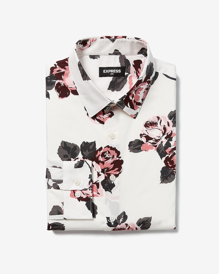 slim floral dress shirt