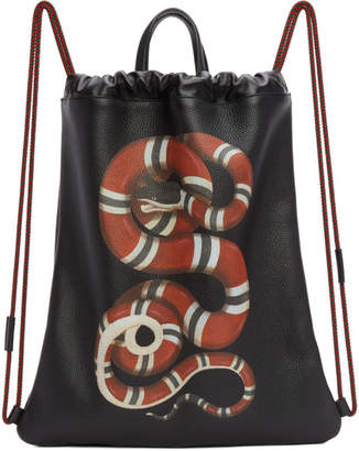 Gucci Black Snake Drawstring Backpack