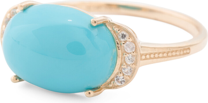 Hirajule Made In India 14kt Gold Turquoise And Sapphire Ring
