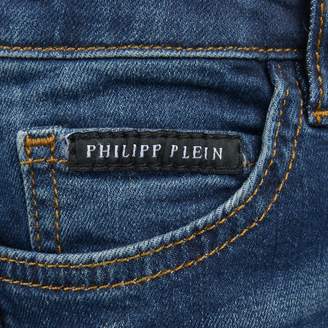Philipp Plein Philipp PleinGirls Blue Rose Applique Skinny Jeans
