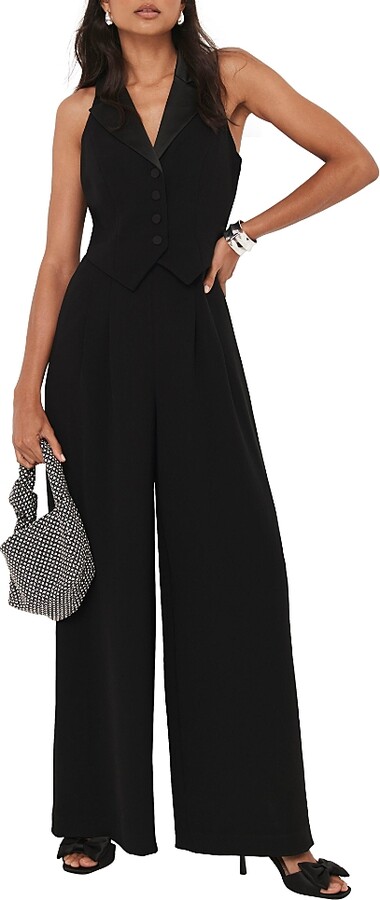 Mint Velvet Women's Tuxedo Wide Leg Jumpsuit