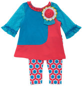 Thumbnail for your product : Counting Daisies 3-24 Months Flower-Appliqued Top Printed Leggings & Headband Set