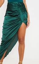 Thumbnail for your product : PrettyLittleThing Emerald Green Satin Pleat Detail Midaxi Skirt