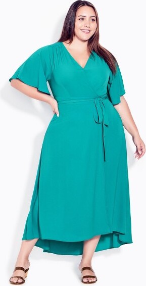 Indtil Faktisk fritid Evans | Women's Plus Size Vivian Wrap Plain Maxi Dress - teal - 14W -  ShopStyle