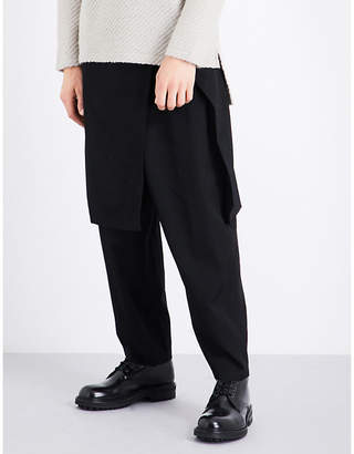 Yohji Yamamoto Skirt-overlay wool trousers