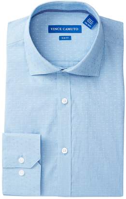 Vince Camuto Turquoise Gingham Dobby Slim Fit Dress Shirt