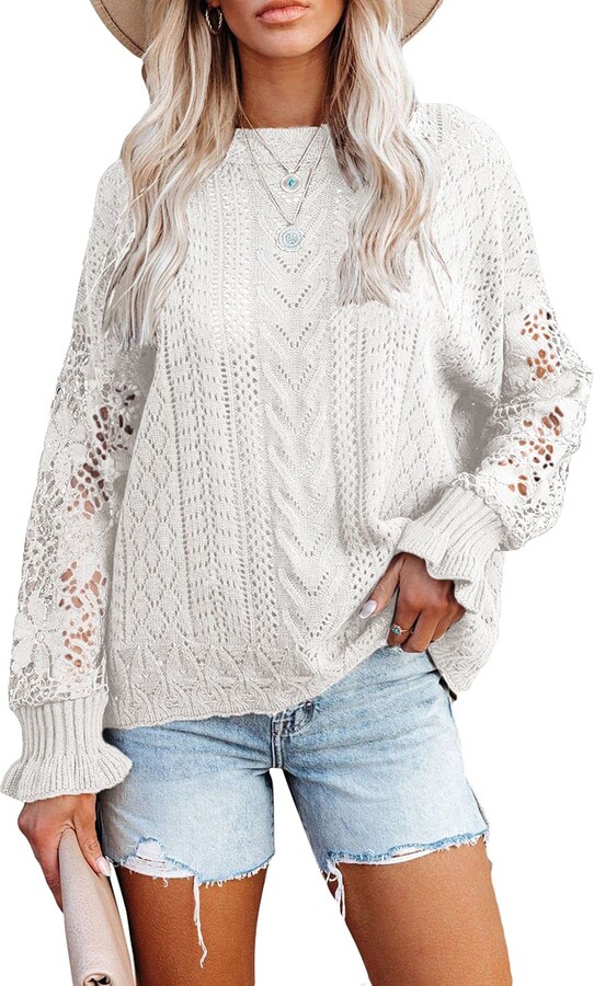 white loose knit jumper